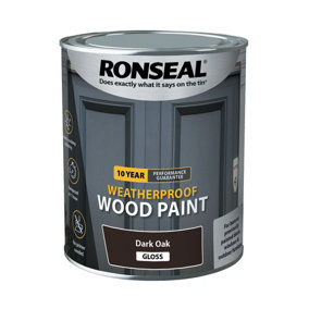 Ronseal 10 Year Weatherproof Wood Paint Gloss 750ml Dark Oak