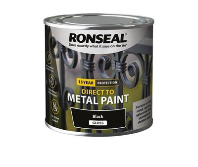 Ronseal 15 Year Direct To Metal Paint - Gloss - Black - 250ml