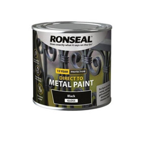 Ronseal 15 Year Direct To Metal Paint - Gloss - Black - 250ml