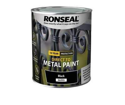 Ronseal 15 Year Direct To Metal Paint - Gloss - Black - 750ml