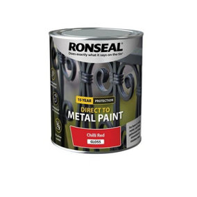 Ronseal 15 Year Direct To Metal Paint - Gloss - Chilli Red - 750ml