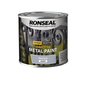 Ronseal 15 Year Direct To Metal Paint - Gloss - Steel Grey - 250ml