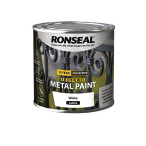 Ronseal 15 Year Direct To Metal Paint - Gloss - White - 250ml