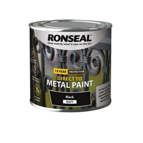 Ronseal 15 Year Direct To Metal Paint - Matt - Black - 250ml