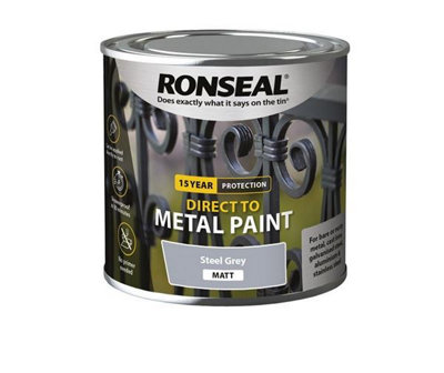 Ronseal 15 Year Direct To Metal Paint - Matt - Steel Grey - 250ml