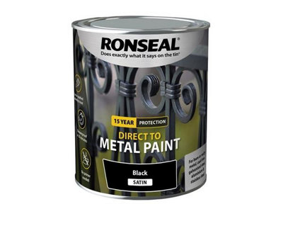 Ronseal 15 Year Direct To Metal Paint - Satin - Black - 750ml