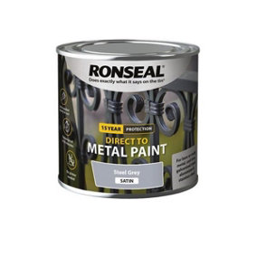 Ronseal 15 Year Direct To Metal Paint - Satin - Steel Grey - 250ml