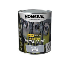 Ronseal 15 Year Direct To Metal Paint - Satin - Steel Grey - 750ml