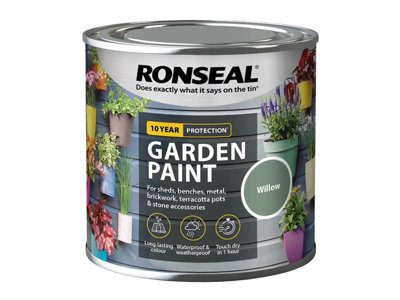 Ronseal 37372 Garden Paint Willow 250ml Exterior Outdoor Wood Shed Metal Brick