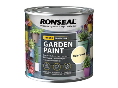 Ronseal 37379 Garden Paint Elderflower 250ml Exterior Outdoor Wood Shed Metal