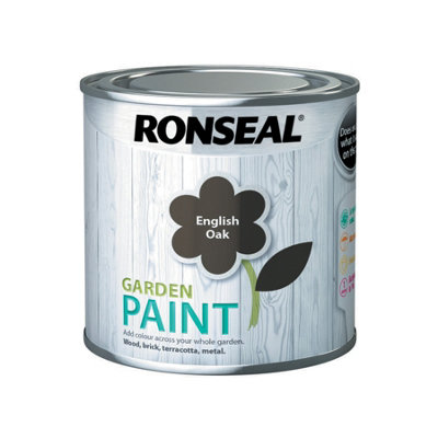 Ronseal 37381 Garden Paint English Oak 250ml Exterior Outdoor Wood Shed Metal