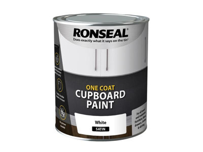 Ronseal 37489 One Coat Cupboard Paint White Satin 750ml RSLOCCWS750