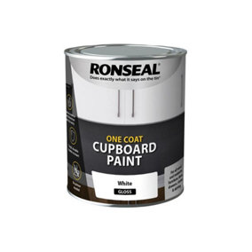 Ronseal 37498 One Coat Cupboard Paint White Gloss 750ml RSLOCCWG750