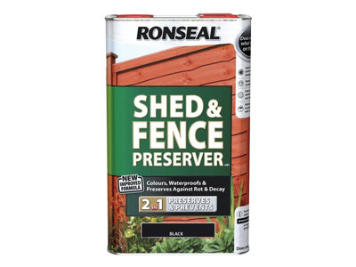 Ronseal 37653 Shed & Fence Preserver Black 5 litre RSLSFB5L