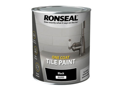 Ronseal 37674 One Coat Tile Paint Black Gloss 750ml RSLOCTPBG750