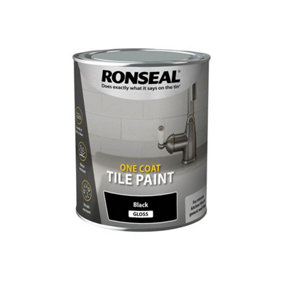 Ronseal 37674 One Coat Tile Paint Black Gloss 750ml RSLOCTPBG750