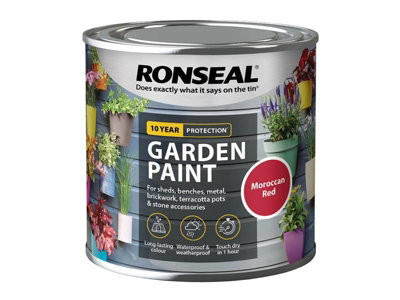 Ronseal 38268 Garden Paint Moroccan Red 250ml Exterior Outdoor Wood Shed Metal