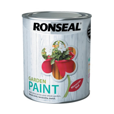 Ronseal 38269 Garden Paint Moroccan Red 750ml Exterior Outdoor Wood Shed Metal