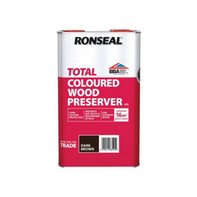 Ronseal 38590 Trade Total Wood Preserver Dark Brown 5 litre RSLTTWPDB5L