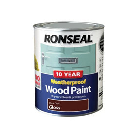 Ronseal 38774 10 Year Weatherproof Wood Paint Dark Oak Gloss 750ml RSL38774