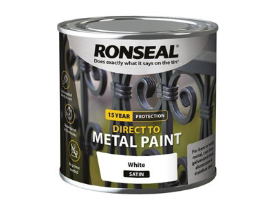 Ronseal 39183 Direct to Metal Paint White Satin 250ml RSLDTMWS250