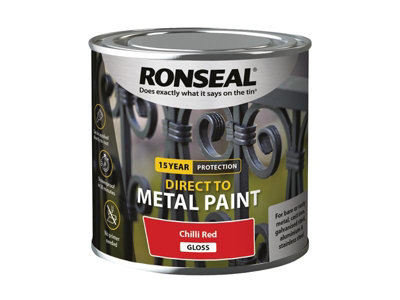 Ronseal 39193 Direct to Metal Paint Chilli Red Gloss 250ml RSLDTMCRG250