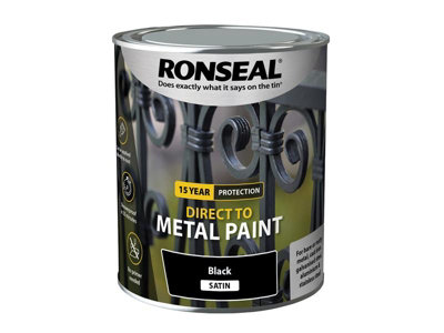 Ronseal 39196 Direct to Metal Paint Black Satin 750ml RSLDTMBS750