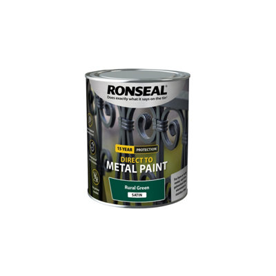 Ronseal 39203 Direct to Metal Paint Rural Green Satin 750ml RSLDTMRGS750