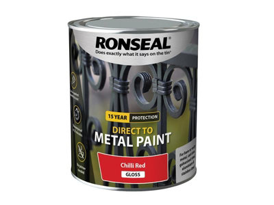 Ronseal 39210 Direct to Metal Paint Chilli Red Gloss 750ml RSLDTMCRG750