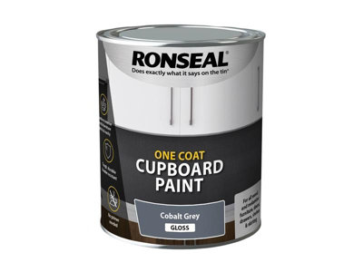 Ronseal 39370 One Coat Cupboard Paint Cobalt Grey Gloss 750ml RSLOCCCGG750