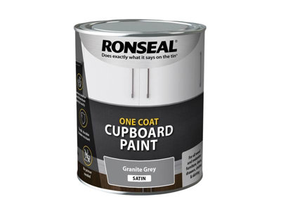 Ronseal 39371 One Coat Cupboard Paint Granite Grey Satin 750ml RSLOCCGGS750