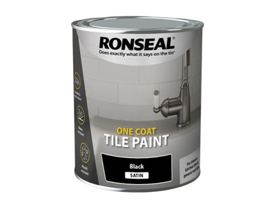 Ronseal 39374 One Coat Tile Paint Black Satin 750ml RSLOCTPBS750