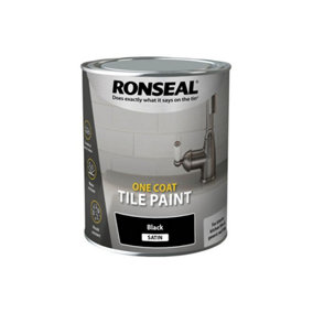 Ronseal 39374 One Coat Tile Paint Black Satin 750ml RSLOCTPBS750
