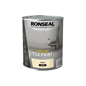 Ronseal 39375 One Coat Tile Paint Ivory Satin 750ml RSLOCTPIS750