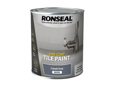 Ronseal 39376 One Coat Tile Paint Cobalt Grey Gloss 750ml RSLOCTPGG750