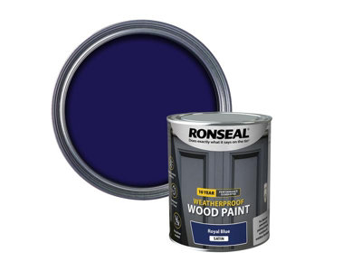 Ronseal 39397 10 Year Weatherproof Wood Paint Royal Blue Satin 750ml RSL39397