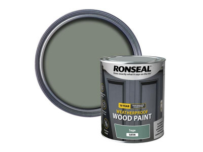 Ronseal 39398 10 Year Weatherproof Wood Paint Sage Satin 750ml RSL39398