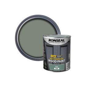 Ronseal 39398 10 Year Weatherproof Wood Paint Sage Satin 750ml RSL39398