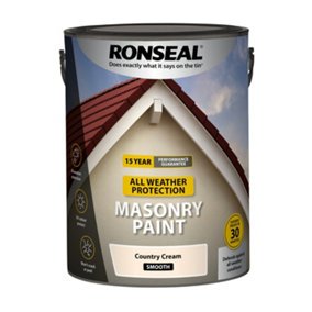 Ronseal All Weather UV Protection Smooth Masonry Paint 5L Country Cream