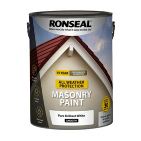 Ronseal All Weather UV Protection Smooth Masonry Paint 5L Pure Brilliant White