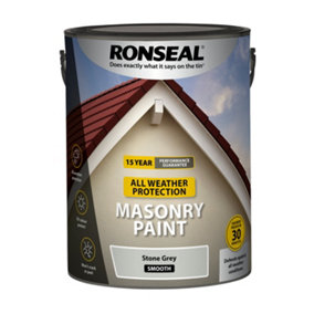 Ronseal All Weather UV Protection Smooth Masonry Paint 5L Stone Grey