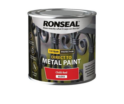 Ronseal Direct to Metal Paint Gloss 250ml Chilli Red Gloss