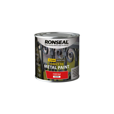 Ronseal Direct to Metal Paint Gloss 250ml Chilli Red Gloss