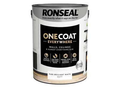 Ronseal KCB.7015103.20104.81 One Coat Everywhere Interior Paint Pure Brilliant White Matt 5 litre RSLOCEBWM5L