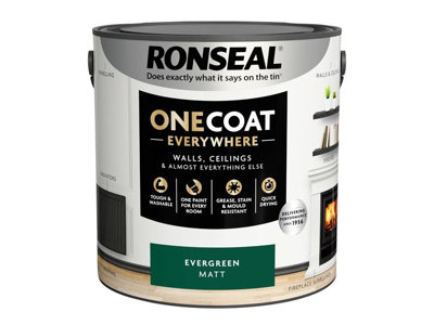 Ronseal KCB.7015103.62504.76 One Coat Everywhere Interior Paint Evergreen Matt 2.5 litre RSLOCEEM25L