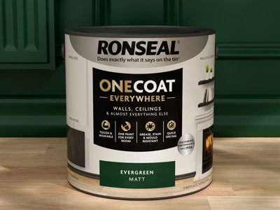 Ronseal KCB.7015103.62504.76 One Coat Everywhere Interior Paint Evergreen Matt 2.5 litre RSLOCEEM25L
