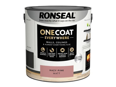 Ronseal KCB.7015103.82304.76 One Coat Everywhere Interior Paint Hazy Pink Matt 2.5 litre RSLOCEHPM25L