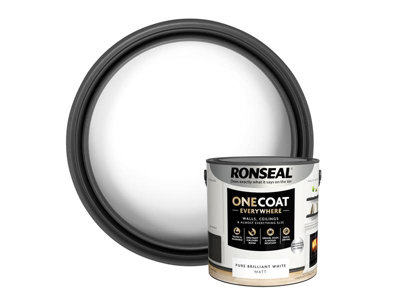 Ronseal One Coat Interior Paint Pure Brilliant White Matt 2.5 litre RSLOCEBWM25L