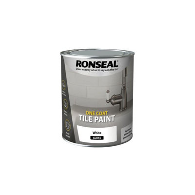 Ronseal One Coat Tile Paint Brilliant White Gloss 750ml