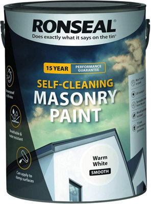 Ronseal Self Cleaning Smooth Masonry Paint All Weather 15 Years Protection 5L - Warm White